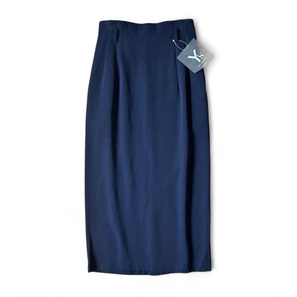 Yohji Yamamoto Dresses & Skirts - Yohji Yamamoto Y’s navy wool gabardine I-line midi skirt NWT deadstock vintage